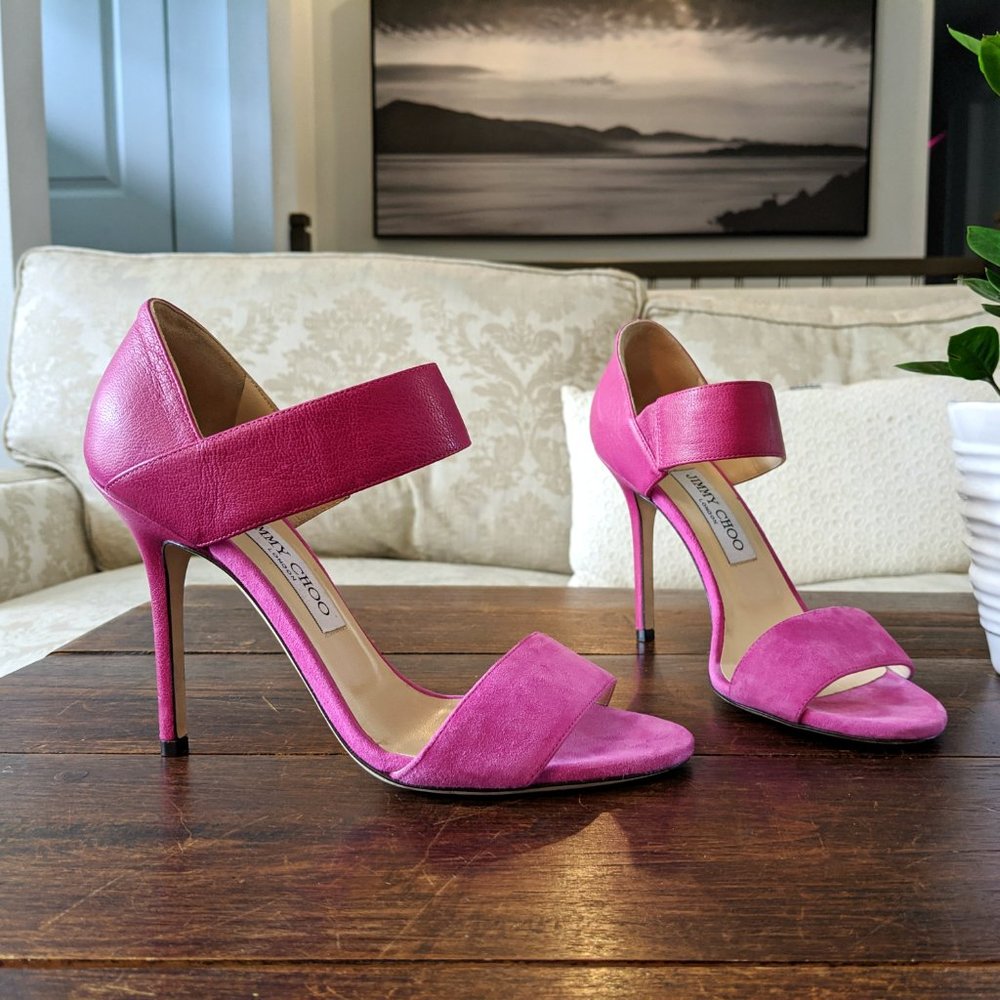 Jimmy Choo Leather Ankle-Strap Sandals Heels